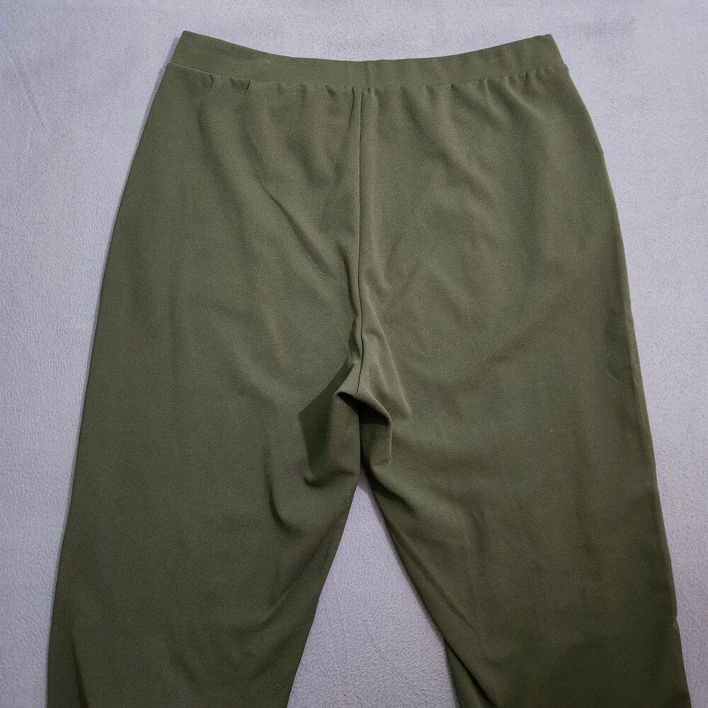 LOFT Women XL Green Pintucked High Rise Straight Leg Elastic Waist Pull On Pants - Picture 4 of 10